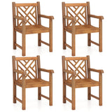 Tangkula Teak Wood Patio Dining Chair