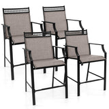 Tangkula Outdoor Bar Stools Set of 2/4, Heavy-Duty Patio Stools & Bar Chairs with Footrest & Armrests