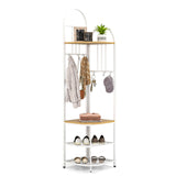 Tangkula Corner Hall Tree, 71 Inch Tall Entryway Coat Rack with Shoe Bench & 4 Storage Shelves