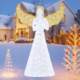 Tangkula 5 FT Lighted Christmas Angel, Light-up Winged Xmas Angel with 150 LED Lights, Zip Ties & Ground Stakes