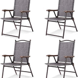 Tangkula Set of 2/4 Patio Folding Dining Chairs