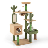 Tangkula Cactus Cat Tree, 59 Inch Tall Cat Tower with Sisal Scratching Posts