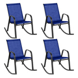 Tangkula Patio Rocking Chair Set of 2/4, Outdoor Ergonomic Rockers with Breathable Fabric Seat