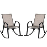 Tangkula Patio Rocking Chair Set of 2/4, Outdoor Ergonomic Rockers with Breathable Fabric Seat