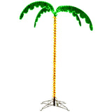 Tangkula Artificial Lighted Palm Tree, 7.5 FT Coconut Plam Tree w/ 4 Fronds & Metal Base