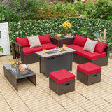 Tangkula 9 Pieces Patio 42” Propane Fire Pit Table Set