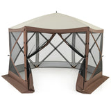 Tangkula 11.5x11.5 Ft Pop Up Gazebo with Netting, Portable Screen Tent with 6 Sided Mesh Walls