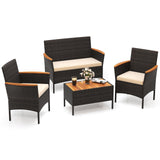 Tangkula Patio Wicker Sofa Set