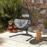 Tangkula Egg Chair with Stand, Hanging Egg Swing Chair with Removable Seat Cushion & Headrest