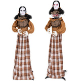 Tangkula 5.8 FT Halloween Animated Haunted Woman with Pop Up Head, Animatronic Scary Witch with Sound Activated Design & Control Button