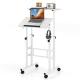 Tangkula Mobile Stand Up Desk, Adjustable Computer Desk, Height Adjustable and Special Tilting Surface Design