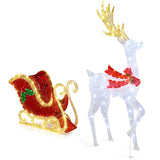 Tangkula 5.4 FT Christmas Lighted Reindeer & Santa’s Sleigh