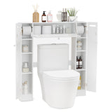 Tangkula Over The Toilet Storage Cabinet, Freestanding Toilet Storage with Adjustable Shelves & Paper Holder