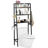 Tangkula Over-The-Toilet Storage Rack, 3-Tier Freestanding Bathroom Space Saver Shelf w/ 2 Hanging Hooks