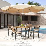 Tangkula 5 Pieces Patio Dining Set, Outdoor Dining Table and Chairs with Cushions, Square Acacia Wood Dining Table with Umbrella Hole