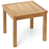 Tangkula Outdoor Side Table, Teak Wood End Table, Square Patio Snack Table