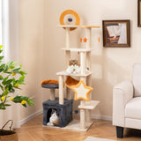 Tangkula Cat Tree Tower, 63 Inch Multi-Level Cat Tower with Cat Condo