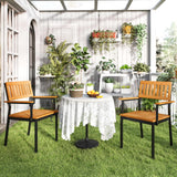 Tangkula Patio Dining Chair Set, Outdoor Chairs w/Metal and Acacia Wood Frame, Armrests