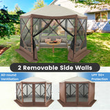 Tangkula 11.5x11.5 Ft Pop Up Gazebo with Netting, Portable Screen Tent with 6 Sided Mesh Walls