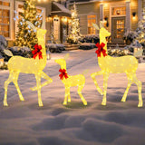 Tangkula 3 Pieces Christmas Lighted Reindeer Family Set