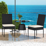 Tangkula Wicker Patio Dining Chairs, Outdoor Armless Wicker Chairs with Cushions, Backrest, Sturdy Metal Frame