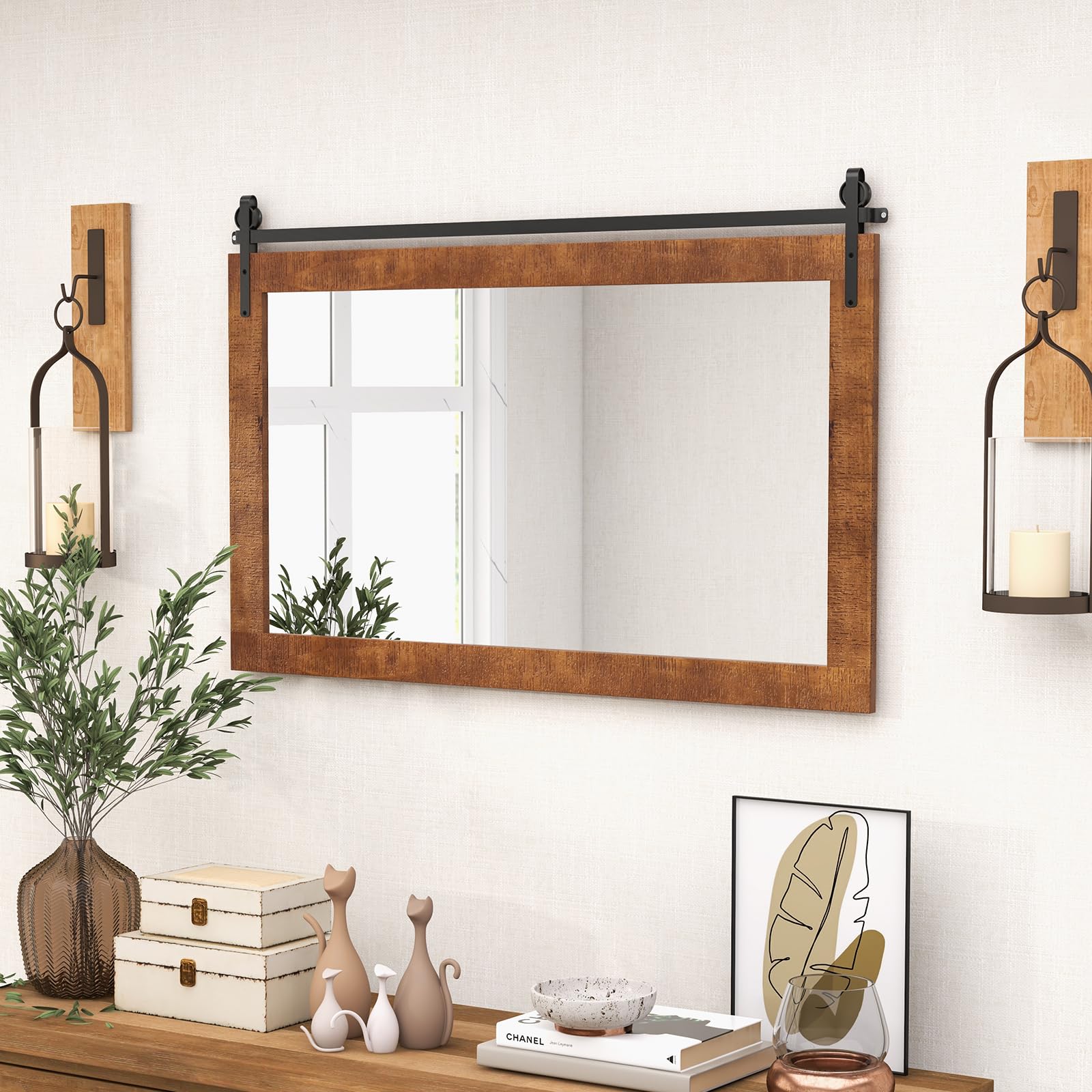 Tangkula Farmhouse Wall Mirror, 40