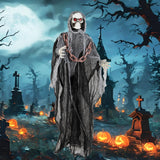 Tangkula 6.4 FT Halloween Animatronic Standing Grim Reaper with Chain