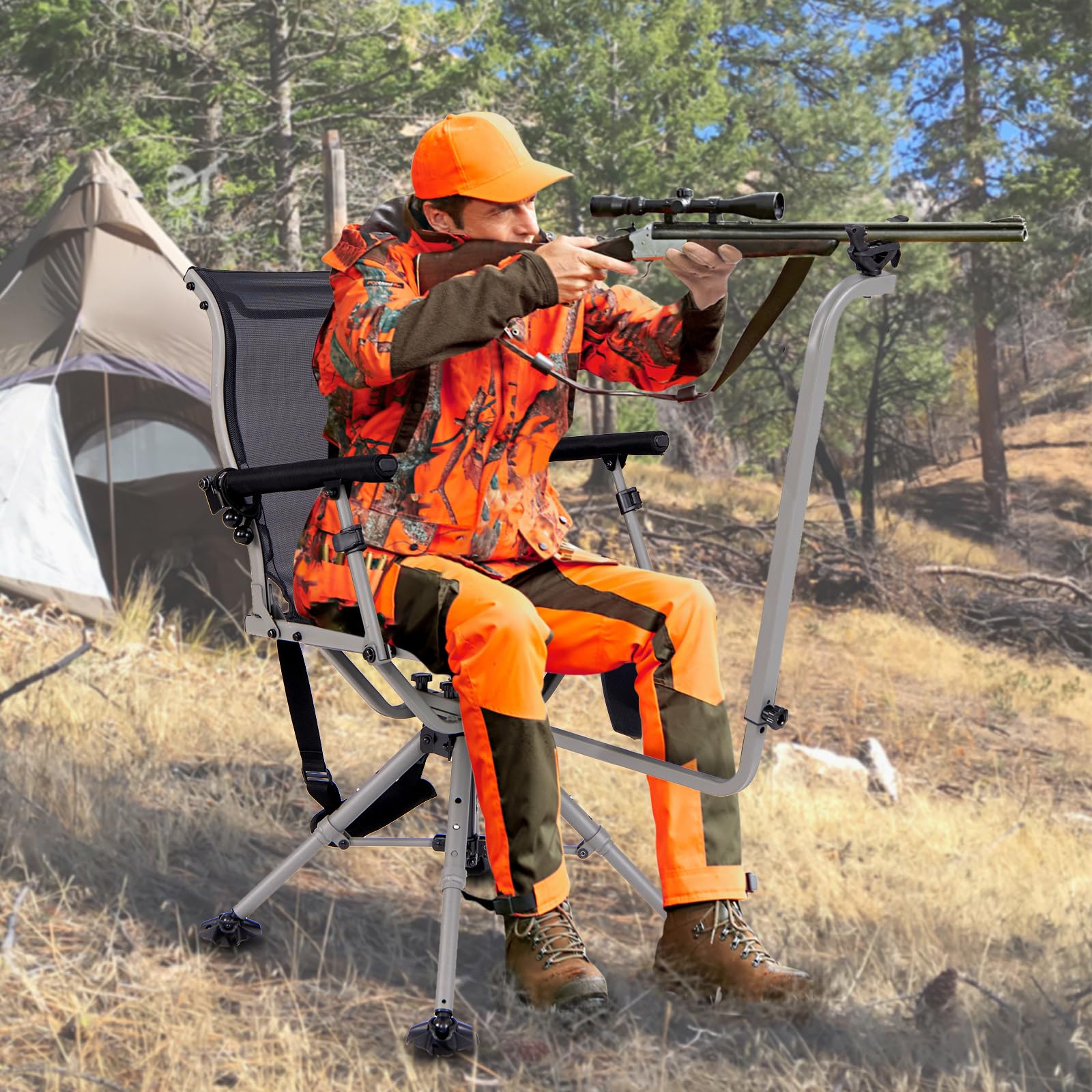 Tangkula Hunting Chair with Shooting Rest 360 Swivel Hunting Seat wi tangkula