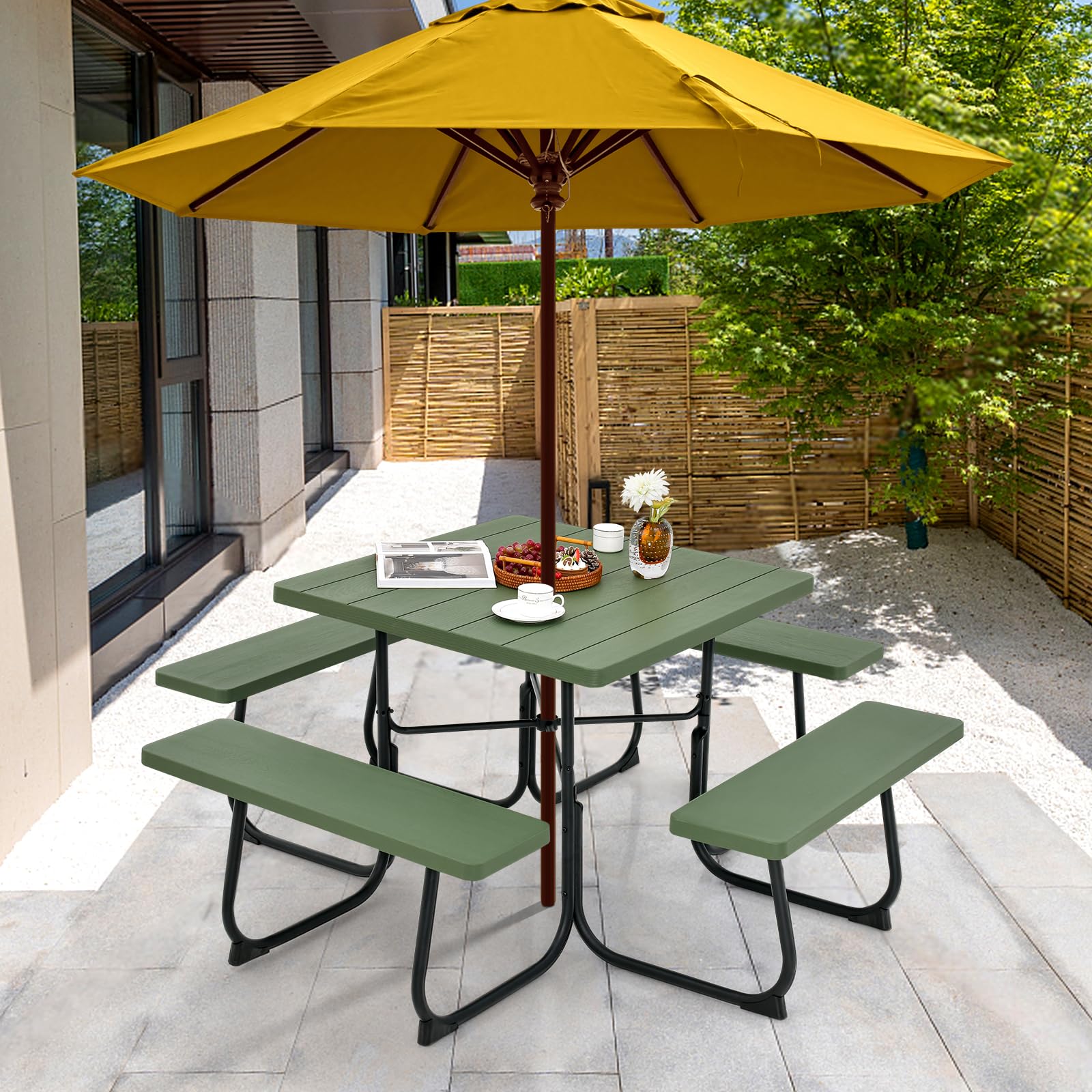 8 Person Picnic Table, Green - Tangkula