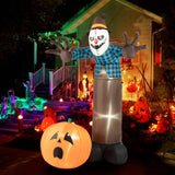 Tangkula 7 FT Halloween Inflatable Haunted Scarecrow, Blow up Yard Decoration with Built-in LED Lights