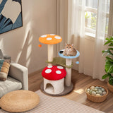 Tangkula Mushroom Cat Tree, 35 Inch Cute Cat Tower with Sisal Scratching Posts, Cat Condo