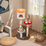 Tangkula Mushroom Cat Tree, 48 Inch Cute Cat Tower with Sisal Scratching Posts, Top Condo