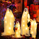 Tangkula 4 PCS Halloween Lighted Standing Ghost Family with Red & Warm White LED Lights