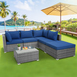 Tangkula 6 PCS Outdoor Rattan Sofa Set, Cushioned Sectional Set with Seat & Back Cushions