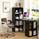 Tangkula Computer Desk with Bookshelf, Space Saving Computer Desk with 12 Shelves