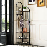 Tangkula Corner Hall Tree, 71 Inch Tall Entryway Coat Rack with Shoe Bench & 4 Storage Shelves