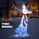 Tangkula 5 FT Outdoor Christmas Lighted Angel, Xmas Yard Pre-Lit Angel with Harp, Halo & 120 Cold White LED Lights