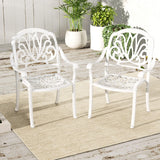 Tangkula Set of 2, Set of 4 Cast Aluminum Patio Dining Chairs, Stackable Outdoor Dining Chairs with Armrests