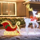 Tangkula 5.4 FT Christmas Lighted Reindeer & Santa’s Sleigh