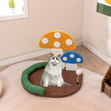 Tangkula 17 Inch Mushroom Cat Bed, Cat Claw Scratcher with Wide Large Platform, Sisal Scratching Panel