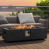 Tangkula Propane Gas Fire Pit, 42.5” Magnesium Oxide Rectangular Fire Pit Table, Protective Cover Included, 50,000 BTU Smokeless Fire Pit for Outside Patio