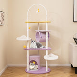 Tangkula Cute Cat Tree, 62 Inch Multi-Level Large Cat Tower with Metal Frame, Moon-Shaped Top Perch