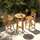 Tangkula 3 Piece Patio Bar Set, Teak Wood Bistro Furniture with Footrest