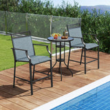 Tangkula Outdoor Bar Stools Set of 2/4, Heavy-Duty Patio Stools & Bar Chairs with Footrest & Armrests