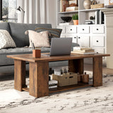 Tangkula 2-Tier Coffee Table, Modern Rectangular Center Cocktail Table with 5 Support Legs