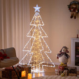 Tangkula 5 FT Animated Lighted Christmas Tree, Light-up Xmas Tree with 252 Warm & 202 Cold LED Lights