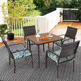 Tangkula Patio Square Dining Table, 35” x 35” Large Outdoor Table w/Wood-Plastic Tabletop & Metal Legs