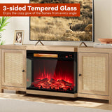 Tangkula 23 Inches 3-Sided Glass Electric Fireplace with Remote, 1500W Fireplace Heater with Thermostat