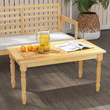 Tangkula Patio Coffee Table, Side Table with Solid Teak Wood Structure, Slatted Tabletop