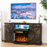 Tangkula 58” Fireplace TV Stand with 23” 3-Side Glass Electric Fireplace